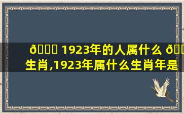 🐞 1923年的人属什么 🐳 生肖,1923年属什么生肖年是什么年